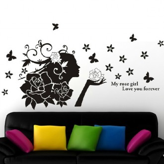 Rose Girl Wall Sticker